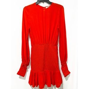 Winter muse jasmine dress in poppy red.